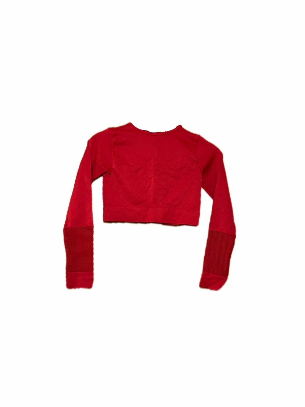 Red Long-Sleeve atheltic Crop Top - Women's